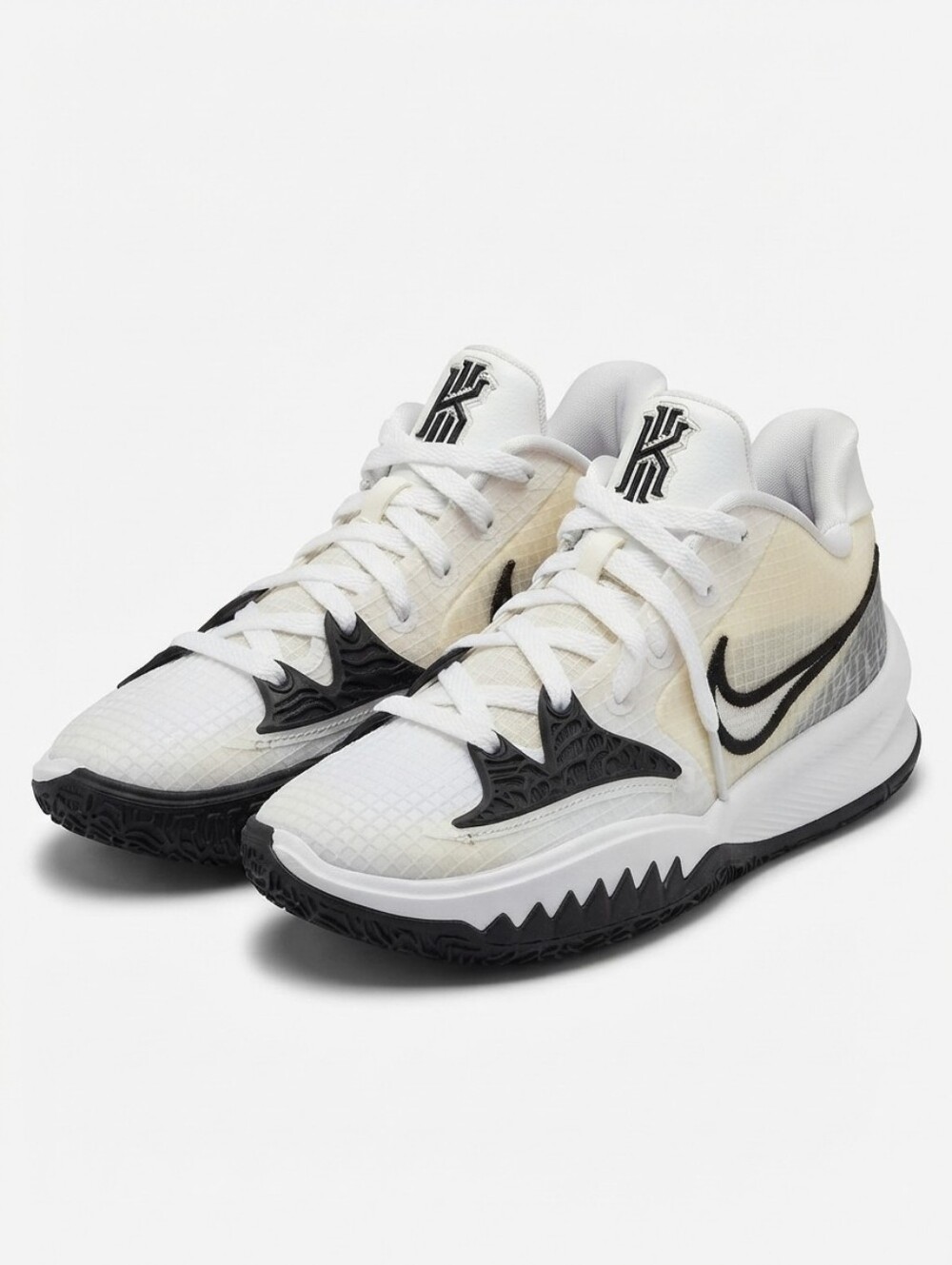 Nike Kyrie 4 Low TB Sneakers White Black Basketball Shoes DA7803-100 SIZE 7.5